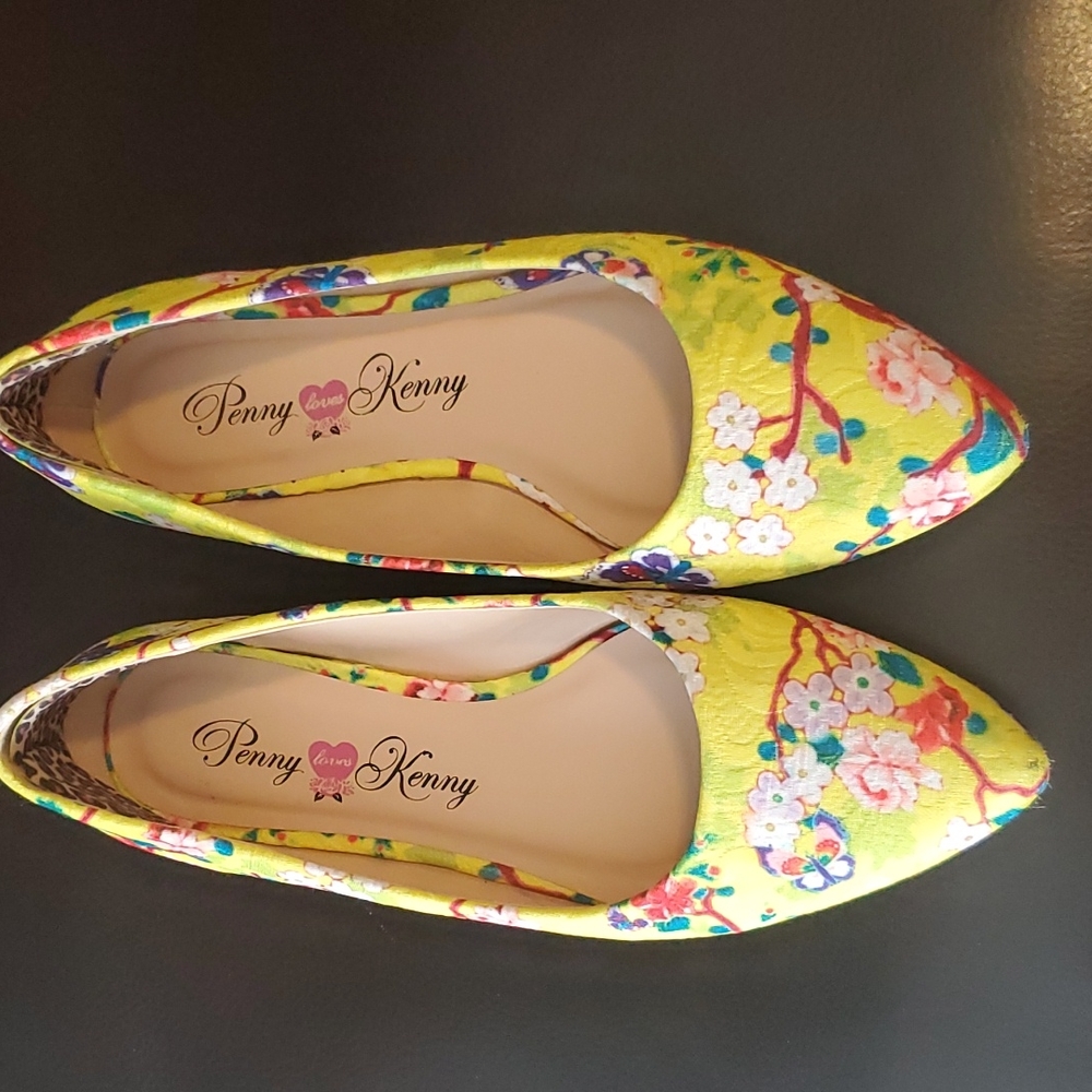 Yellow Floral Flats
